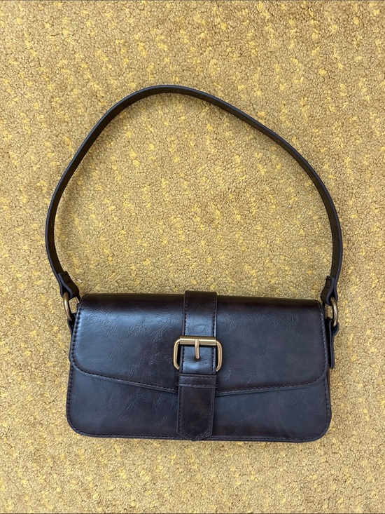 Brandy Melville Handbags - Brandy Melville Dark Brown Shoulder Bag with Buckle